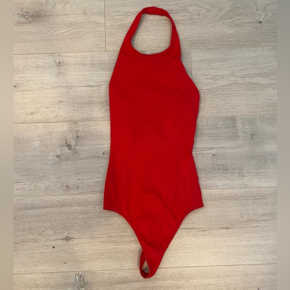 Aritzia Wilfred Halter Red Bodysuit - Picture 1 of 6